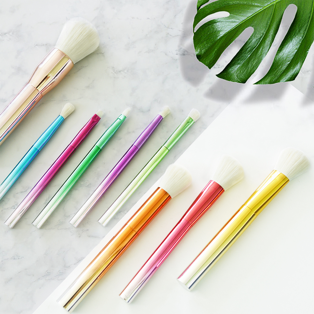 Rainbow Gradient Beauty Brushes 9Pcs Professional Colorful Makeup Brush Set