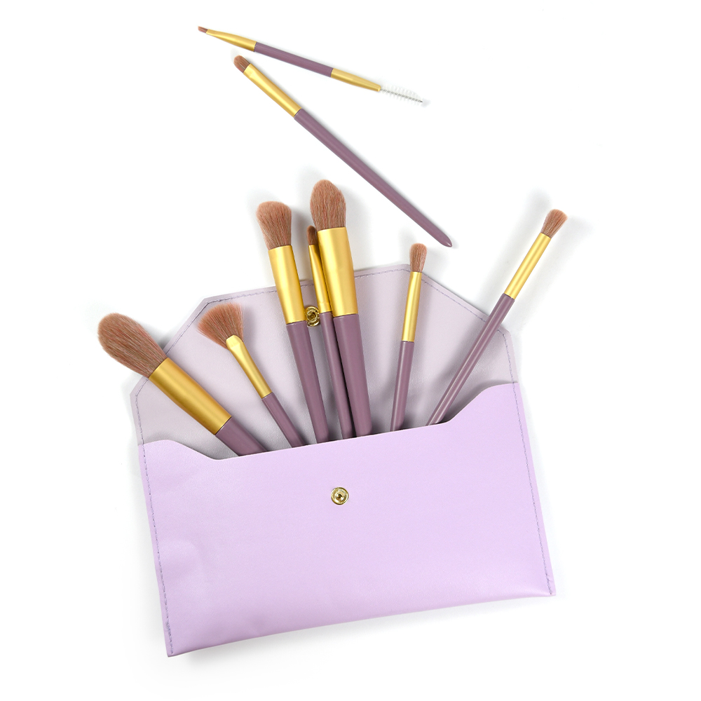 Violet Makeup Brush Set with Cosmetic Bag