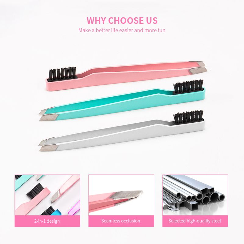 2 In 1 Slant Tip Eyelash Tools With Brush