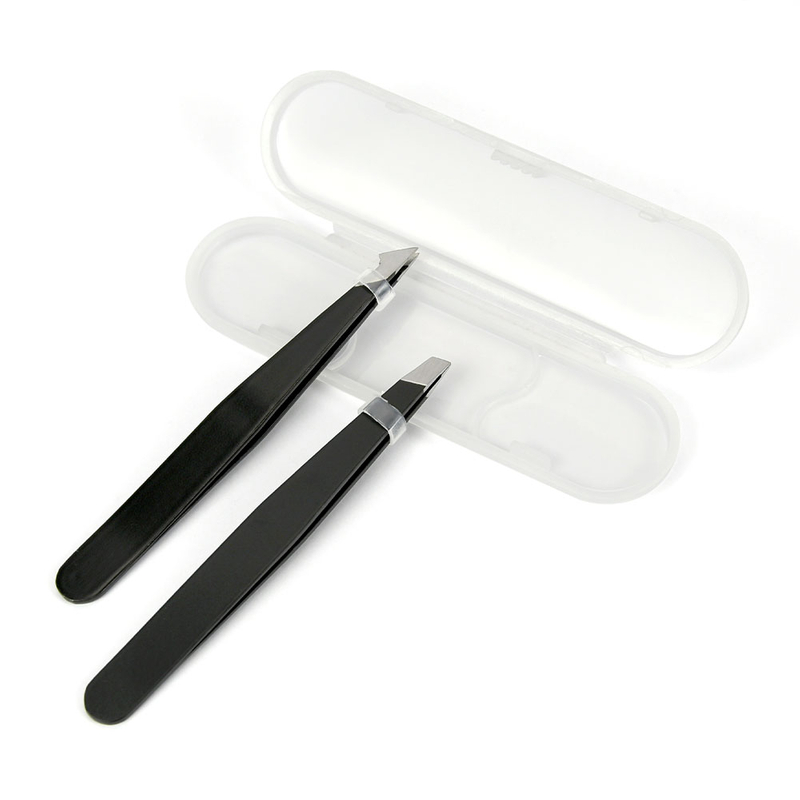 2 pcs stainless steel eyebrow tweezers set