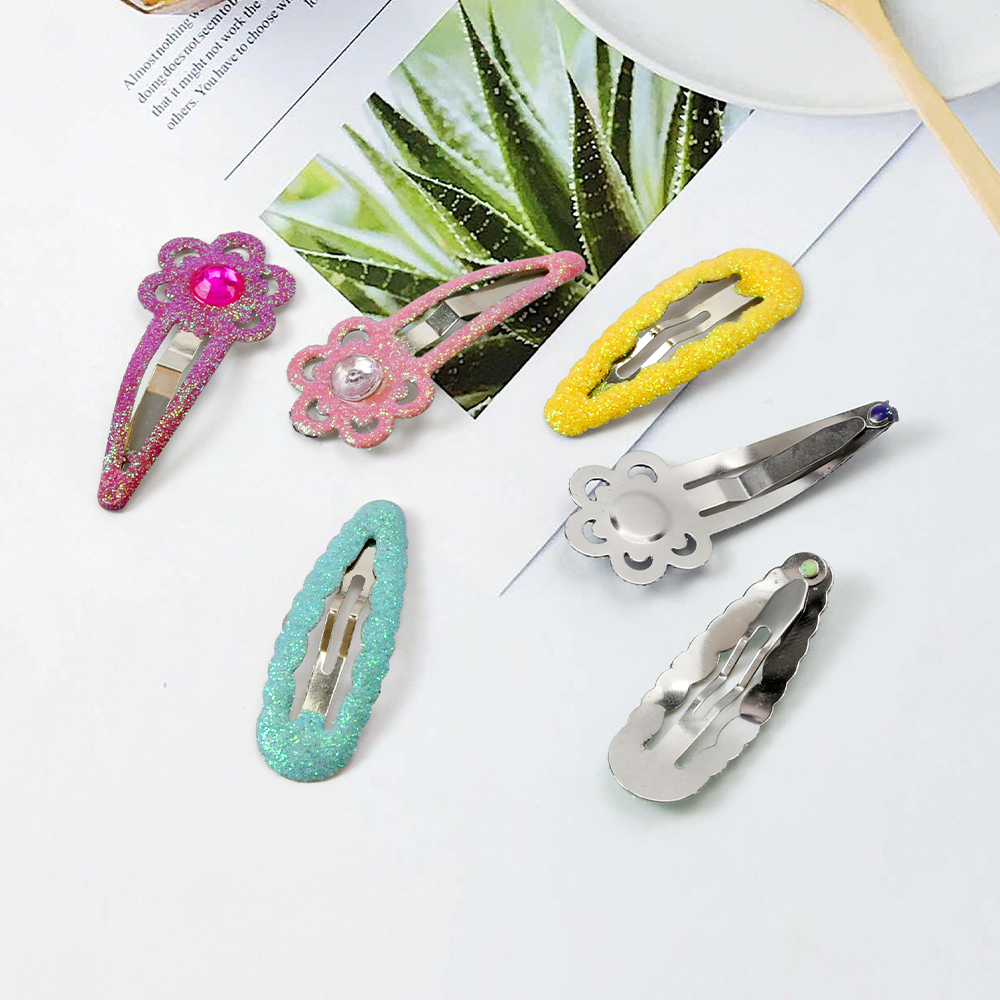 Colorful Glitter Metal Barrettes Pretty Bling Hair Clips