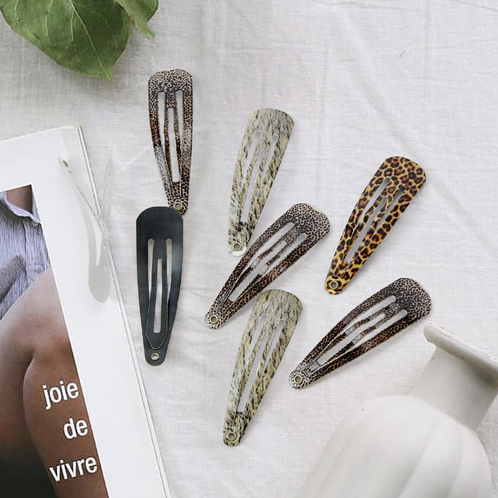 Leopard Print Metal BB Hair Clips For Girls