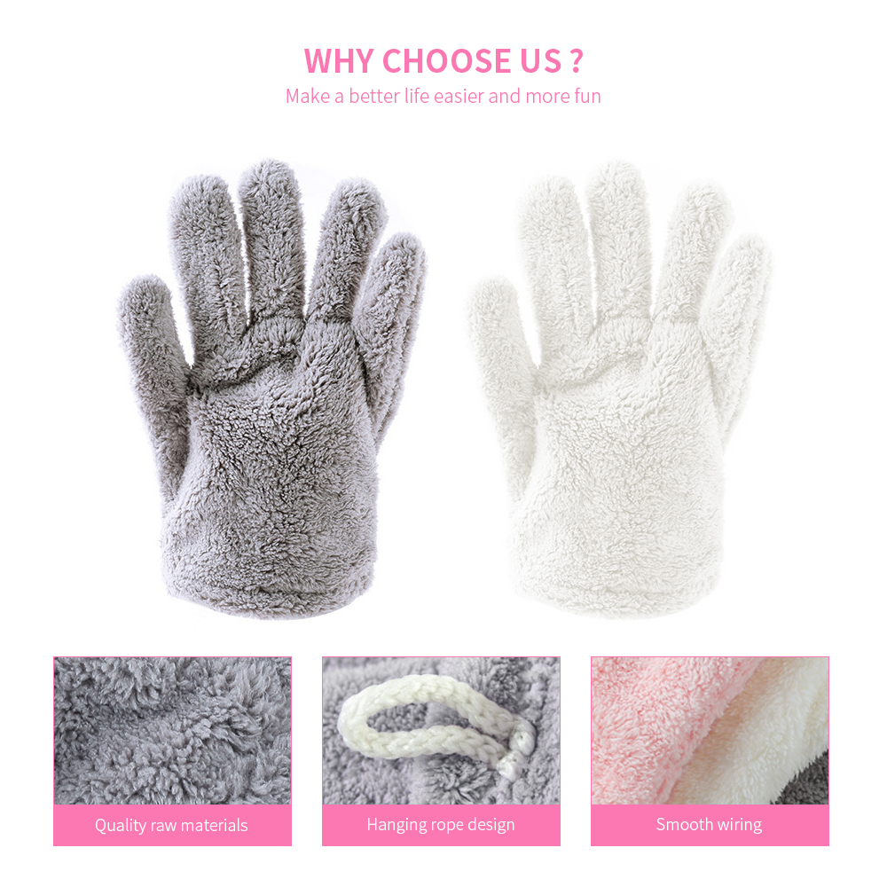 Soft Quick Dry Five Fingers Hair Drying Gloves