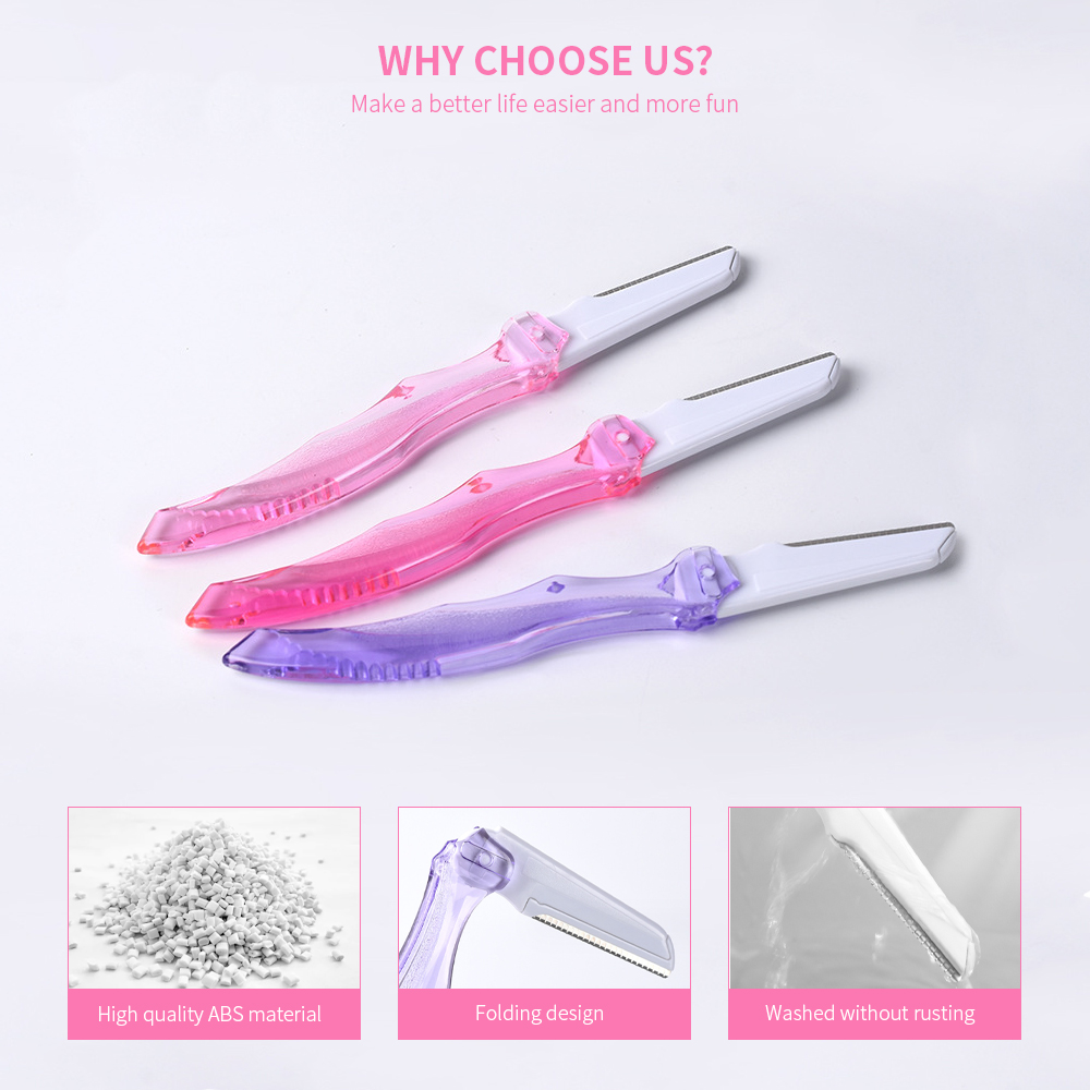 Folding Handle Makeup Razor Eyebrow Trimmer Razor Eyebrow Trimming Stainless Steel Blade Razor