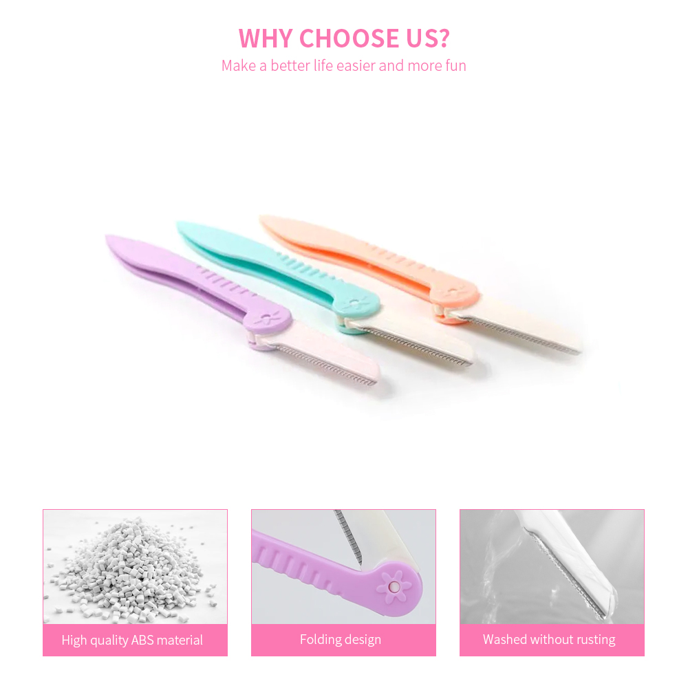 Women Dermaplaning Plastic Handle Eyebrow Razor Eyebrow Shaver Folding Derma Planer For Face