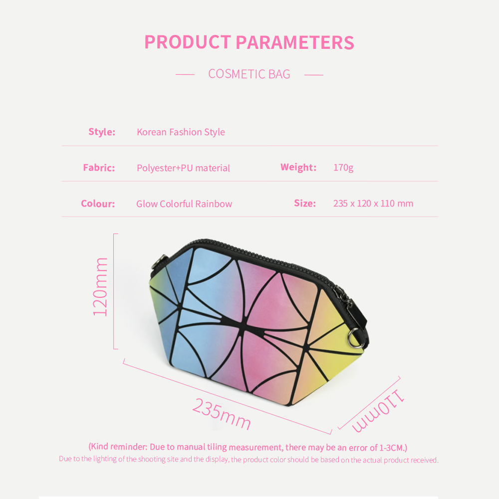 New Women Geometric Holographic Purses Flash Reflective Cosmetic Pouch