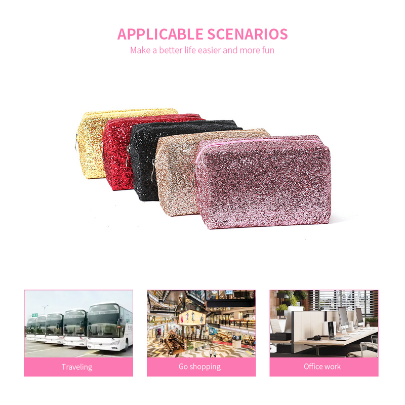 Glitter PU Leather Toilet Bag