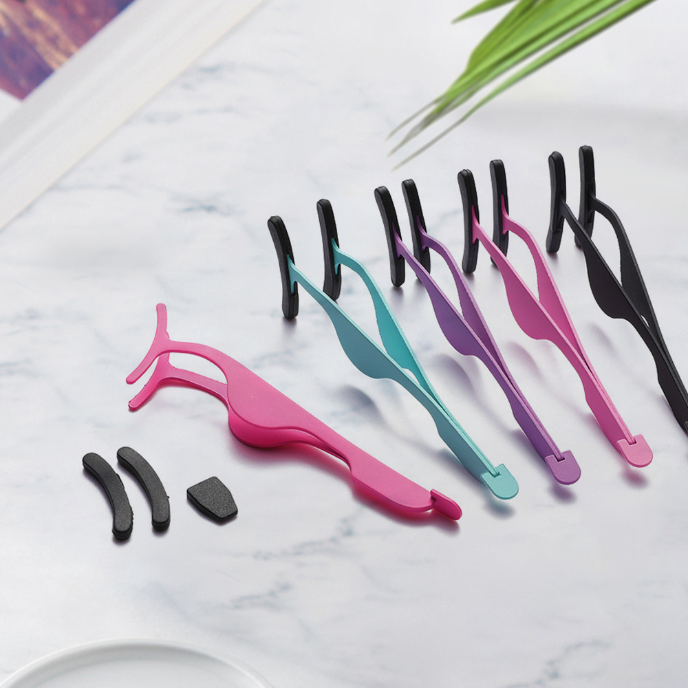 False Eyelash Applicator Eyelash Extension Tweezers with Silicone Head