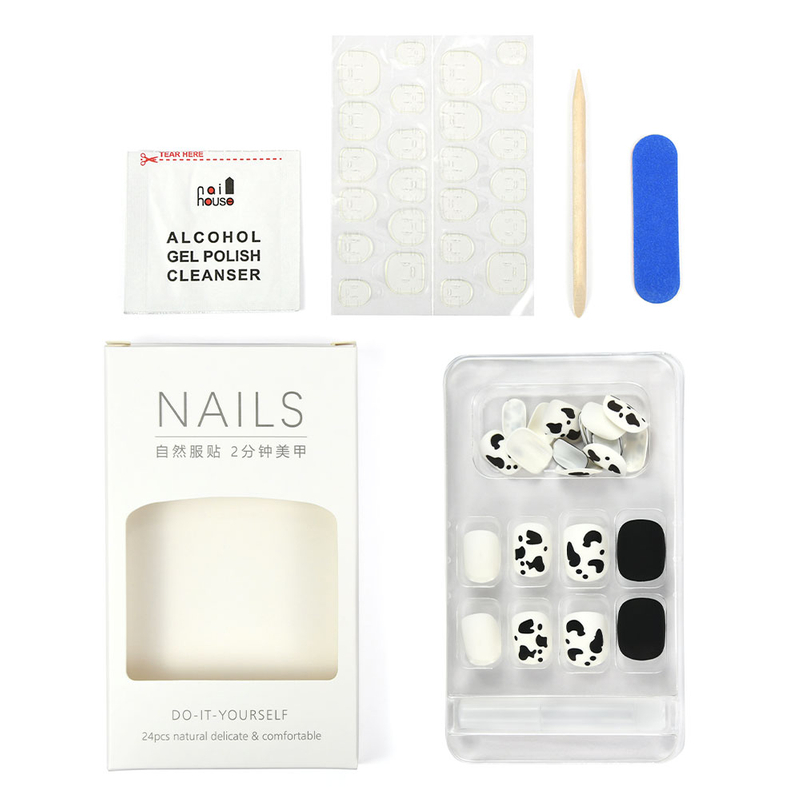 Leopard Print Blue Color Full Cover Press on Nail Tips