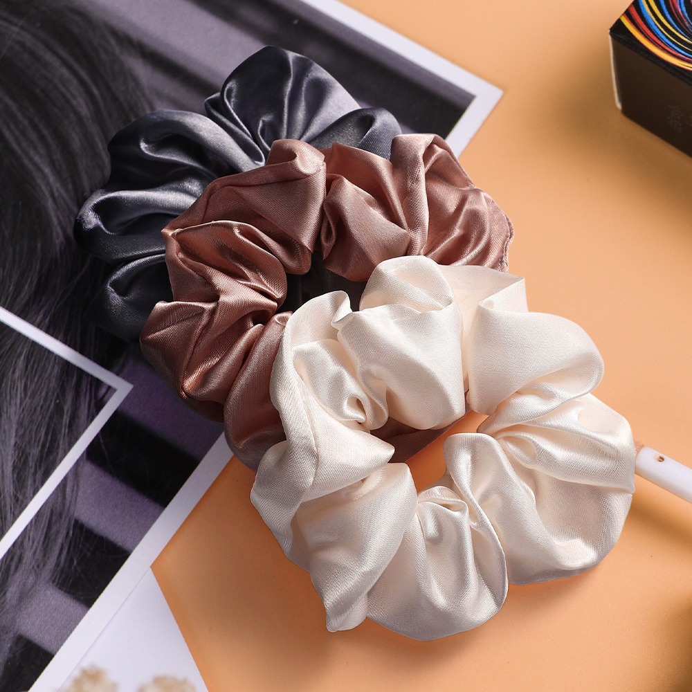 Soft Elastic Hair Ties Women Big Silk Satin Pastel Hair Band