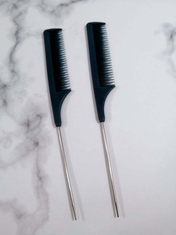 Carbon Fine Tooth Pin Tail Comb Metal Pin Rat Tail Comb