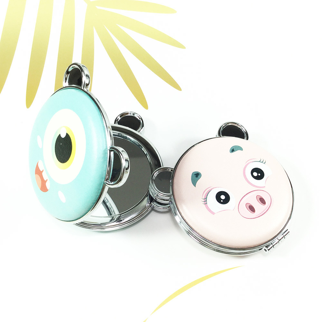 Metal Duble Side PU Pocket Makeup Mirror