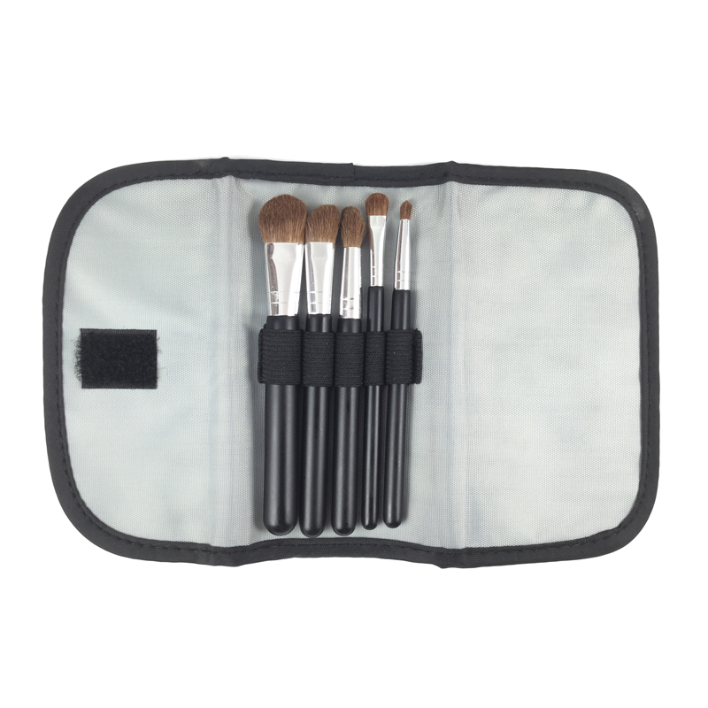 5 pcs black handle eye brush set with bag