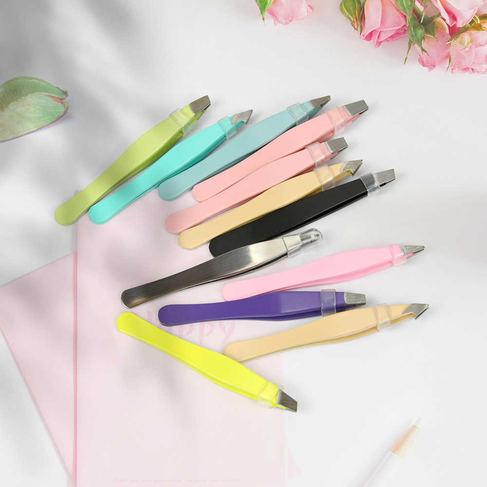 Colorful Metal Stainless Steel Eyebrow Tweezers Custom