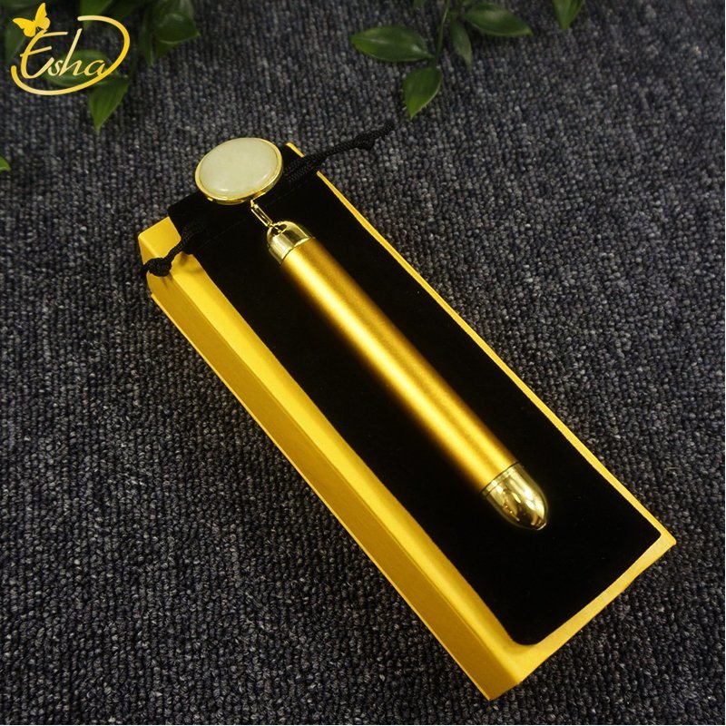 Beauty Bar 24K Golden Pulse 3D Roller Facial Massager with Jade