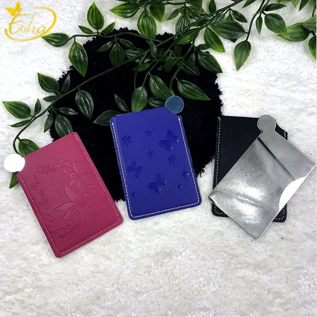 Rectangle Compact Mirror With PU Pouch