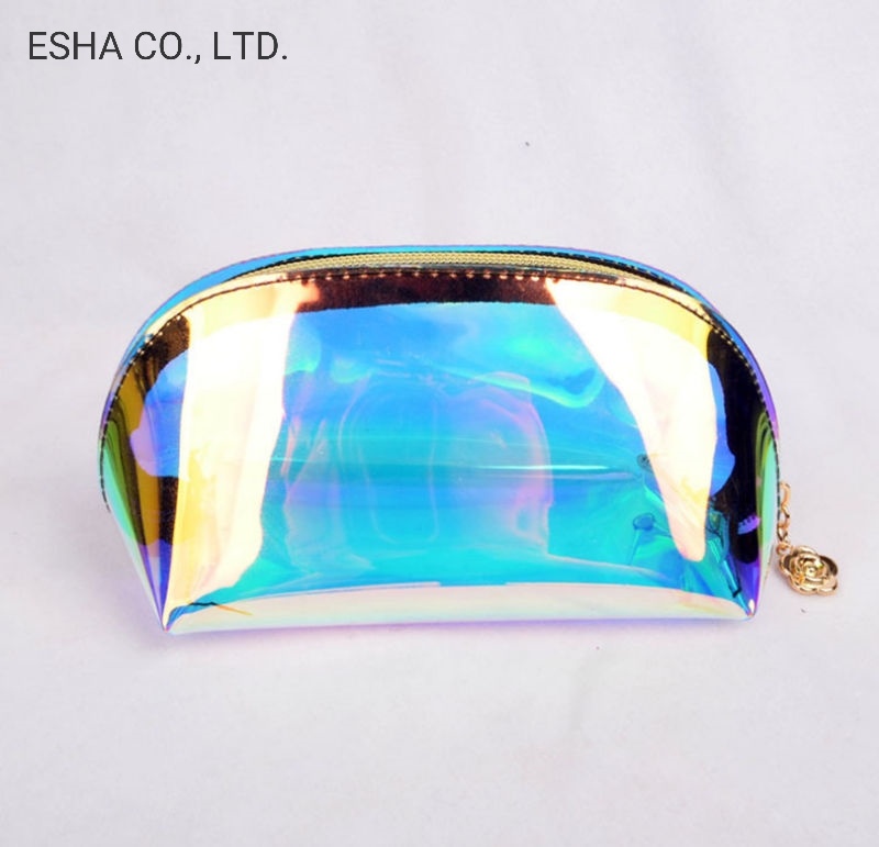 Colorful Shiny Rainbow Transparent Portable Storage Handbag Cosmetic Bag