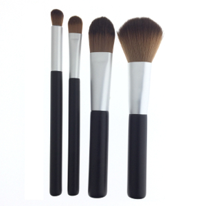 4 PCS Black Makeup Brush Set (Face & Eye)