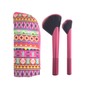 Red Tube Oblique Head Blush Brush with Cosmetic Bag