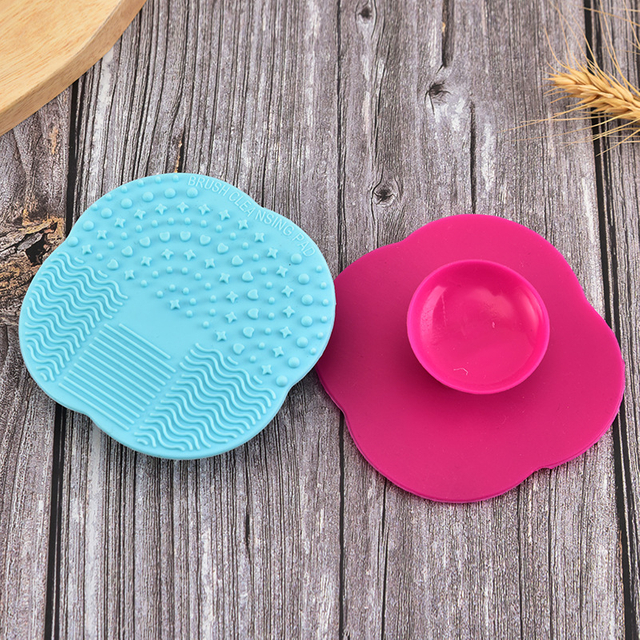 Blue Portable Silicone Makeup Brush Cleaning Scrubber Mat 