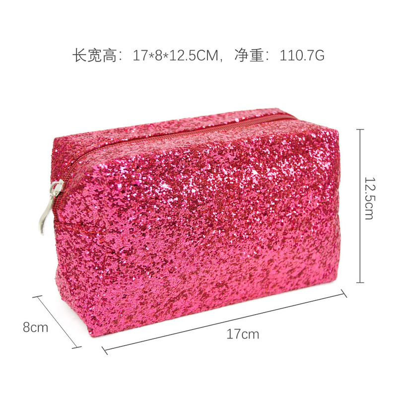New Square Zipper Glitter Clutch