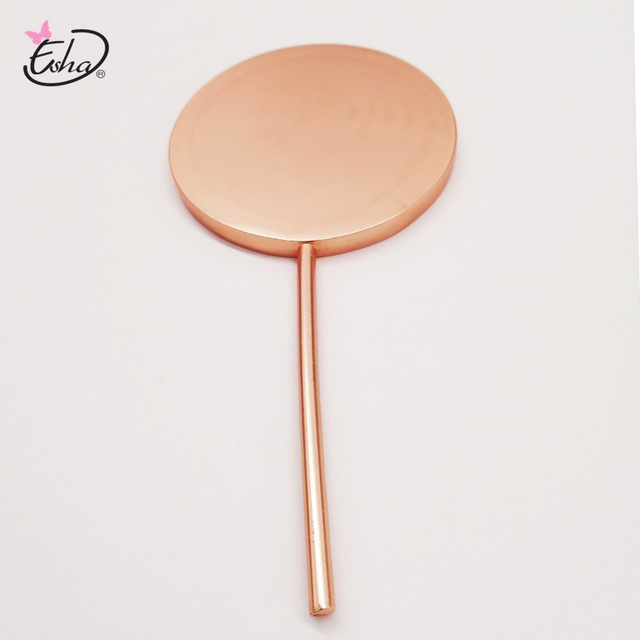 Round Metal Handle Makeup Mirror