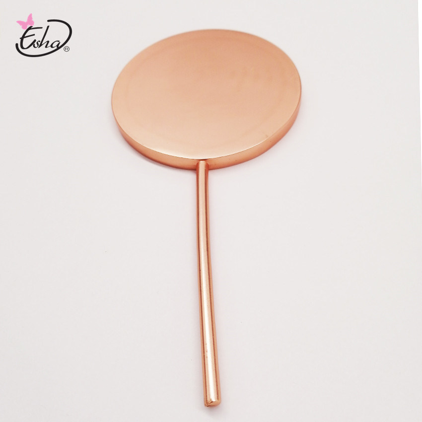 Metal Handle Makeup Mirror Round Leather Case Mirror