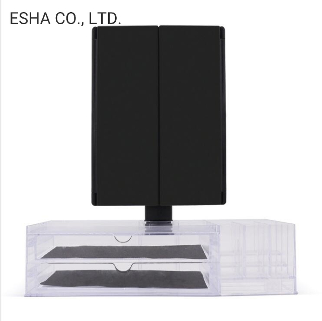 Combined Storage LED Three-Sided Deaktop Mirror