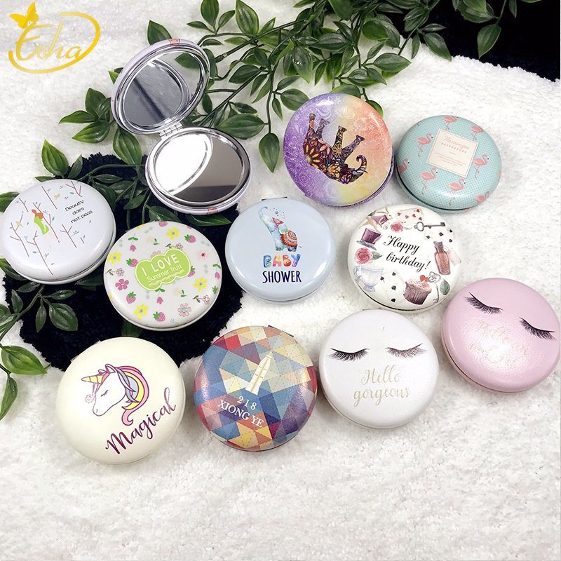 Japanese Compartments Mini Round Metal Pill Box Mirror