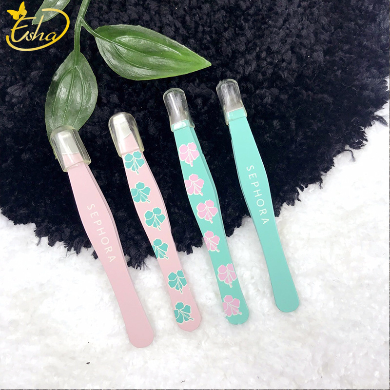 Mini Angled Slanted Stainless Steel Eyebrow Tweezers