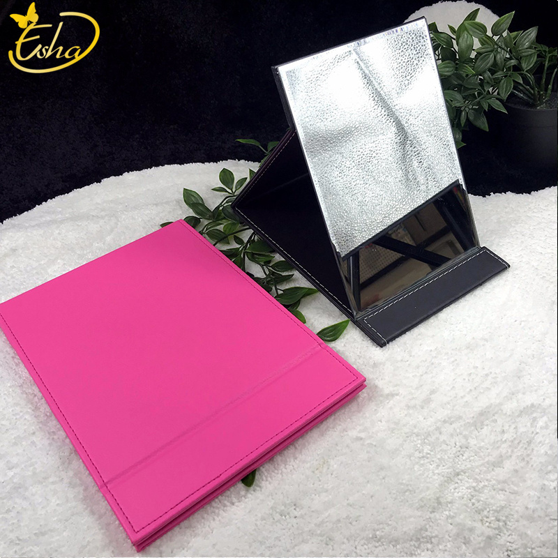 Folding PU Leather Cosmetic Mirror Table Mirror for Ladies