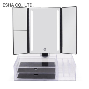 Combined Storage LED Three-Sided Deaktop Mirror