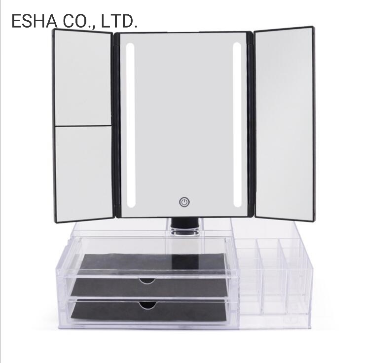 Combined Storage LED Three-Sided Deaktop Magnification Mirror