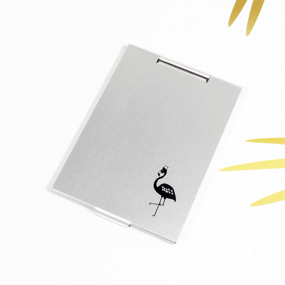 Metallic Aluminum Portable Pocket Mirror Stand Table Mirror