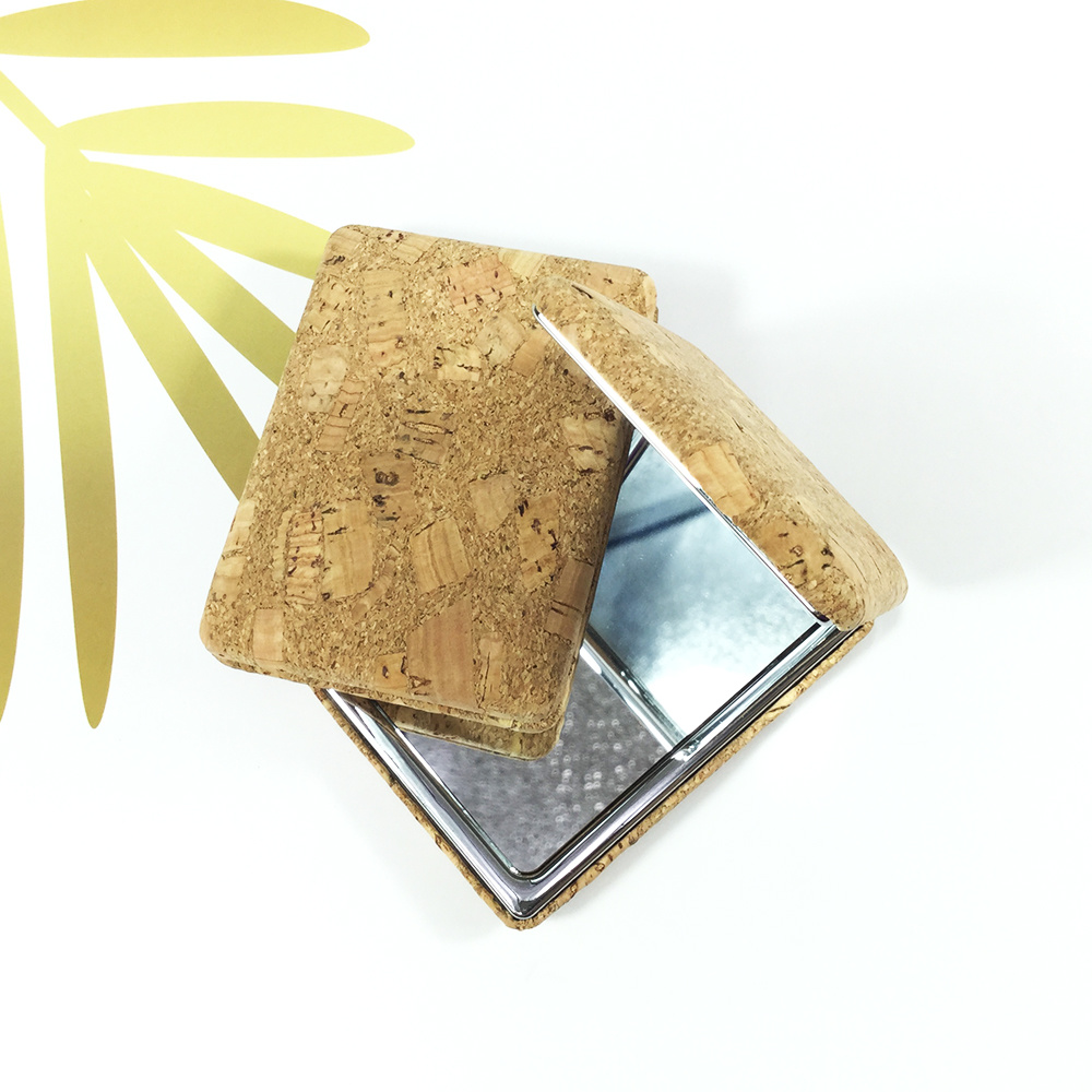 Cork Natural PU Makeup Cosmetic Mirror