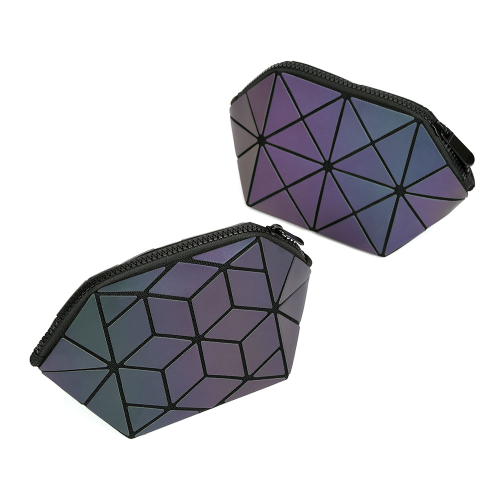 Geometric Luminous PU Cosmetic Bag