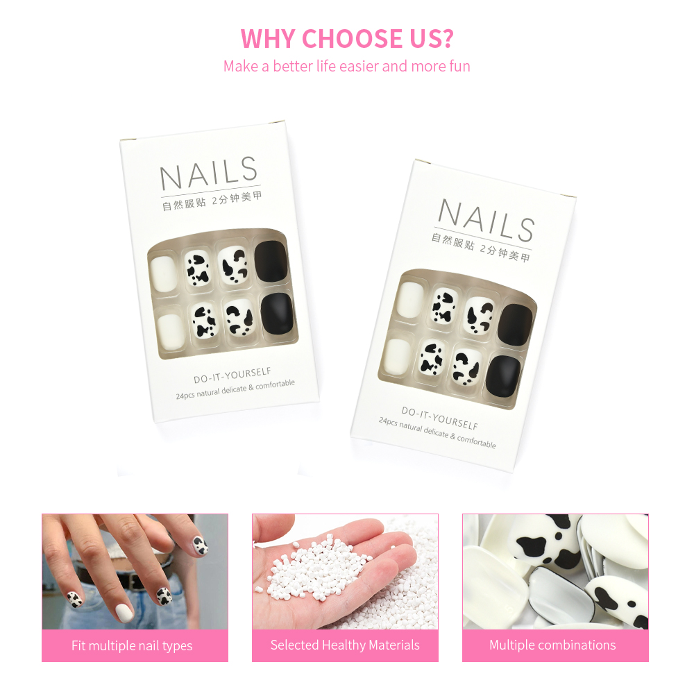 Leopard Pearl Press On Nails Wearing False Nail Art Nails Enhancement Patch