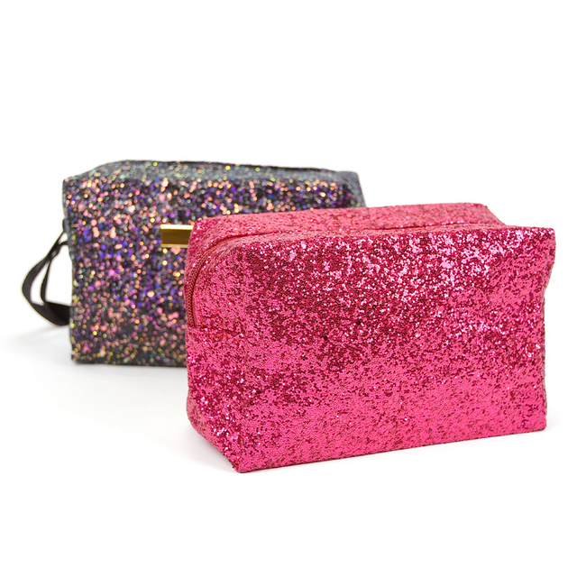 New Square Zipper Glitter Clutch