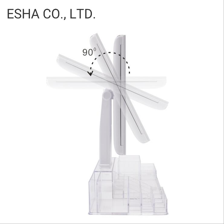 Large LED Desktop Light USB Straight Dry Battery Vanity Mirror