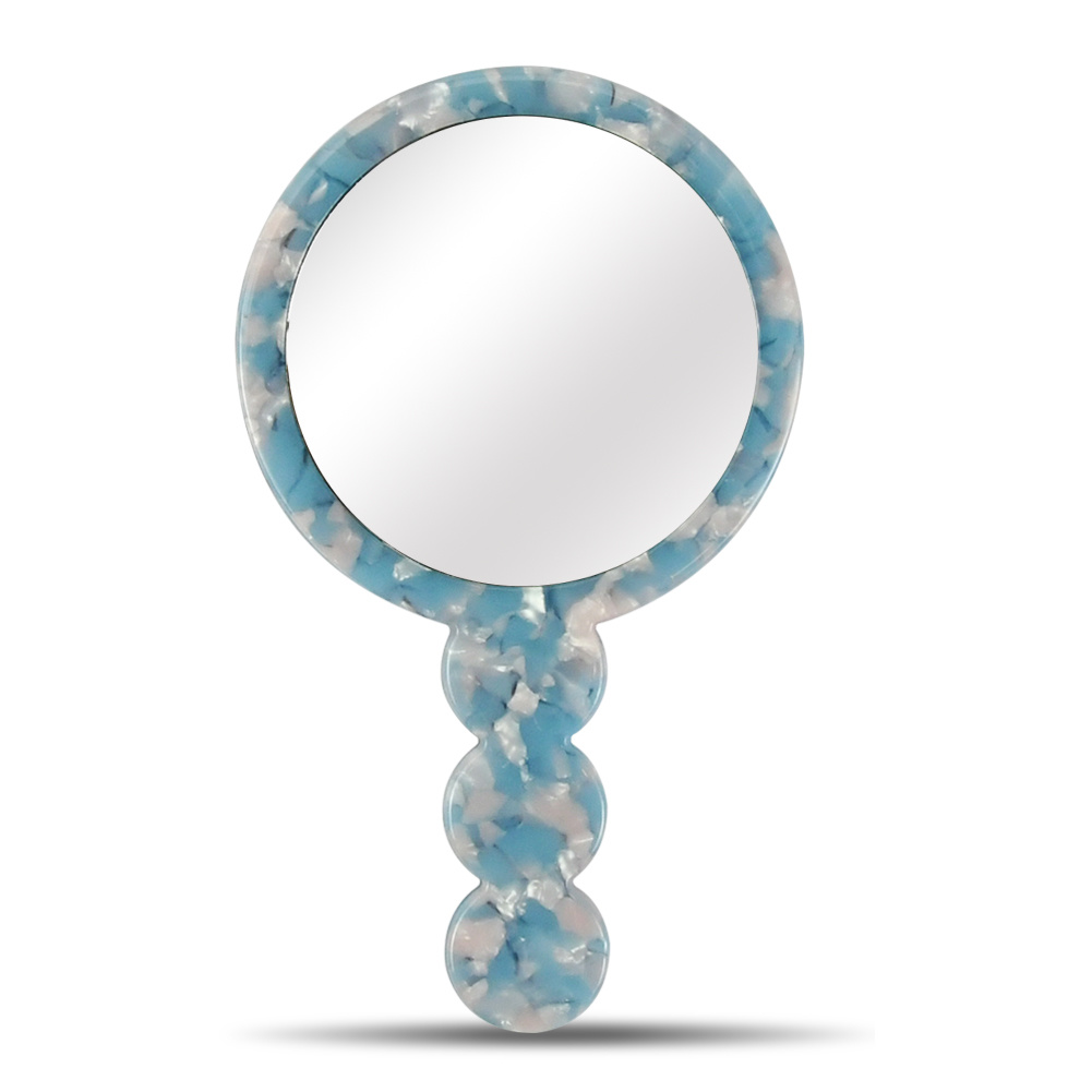 Cellulose Acetate Vintage Handheld Makeup Mirror, Cosmetic Mirror with Handle