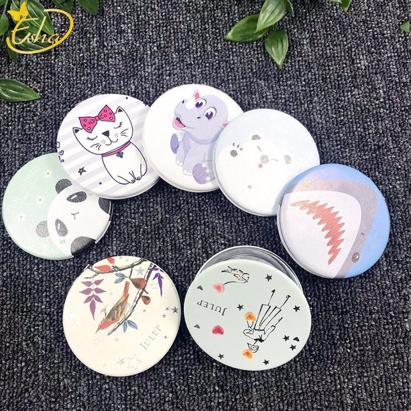 Foldable Round Shaped PU Leather Makeup Mirror for Customized