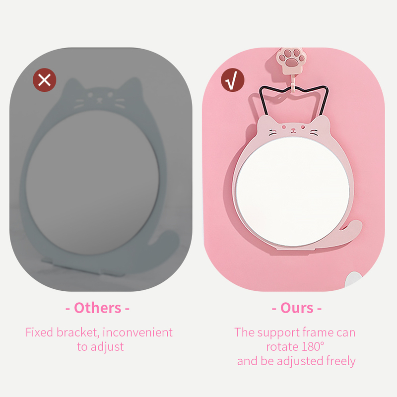 Cute Cat Adjustable Metal Folding Table Mirror