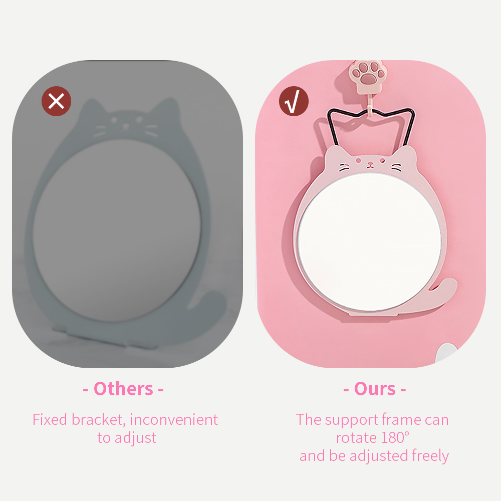 Cute Cat Adjustable Metal Folding Table Mirror