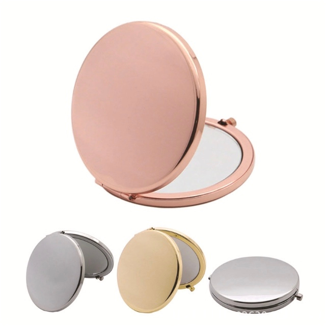 Rose Gold Double Sided Round Compact Pocket Mirror
