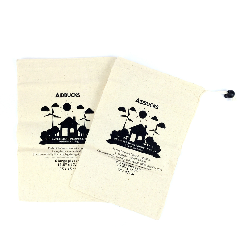 Recyclable Calico Cotton Drawstring Gift Pouch