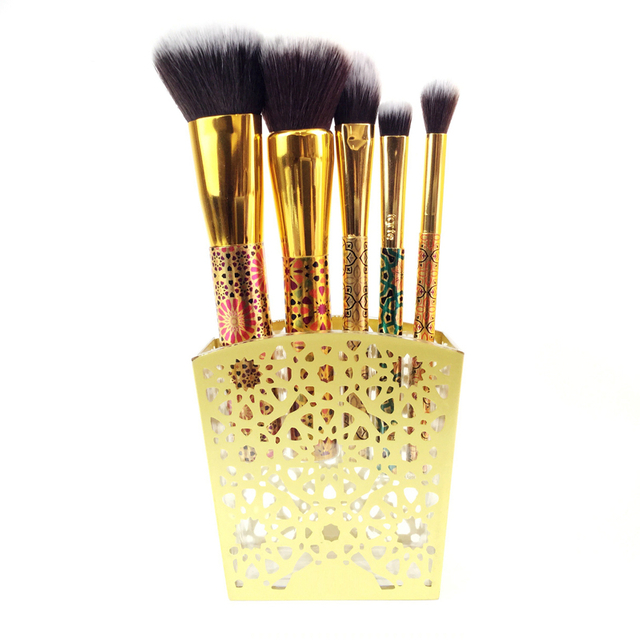 5 PCS Golden Pattern Makeup Brush Set With Holder