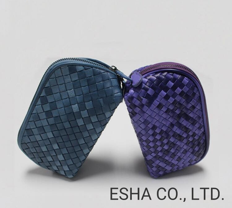 Fashion Woven Pattern PU Leather Coin Purse Mini Cosmetic Bag