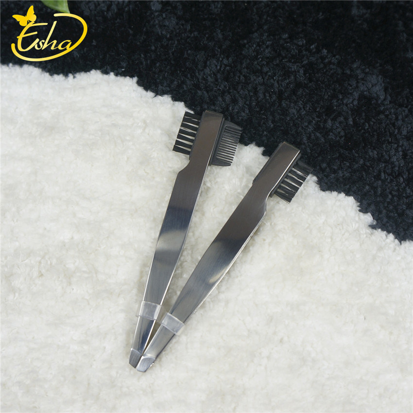 Stainless Steel Eyebrow Clip with Nylon Comb Eyebrow Tweezers Clamp