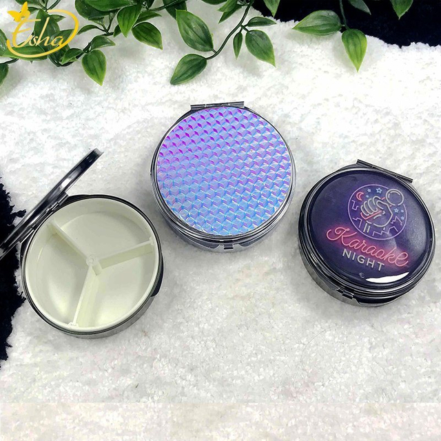 Metal Small Pill Box With Mirror