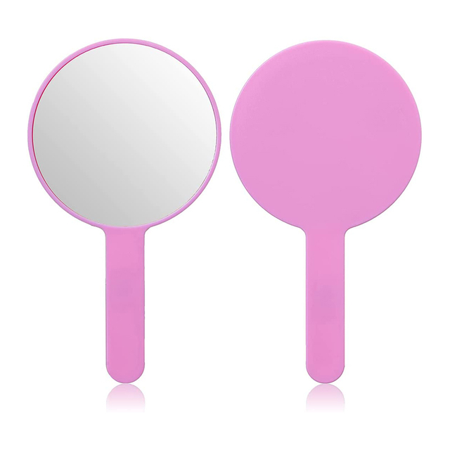Round Decorative Pink Handheld Mirror